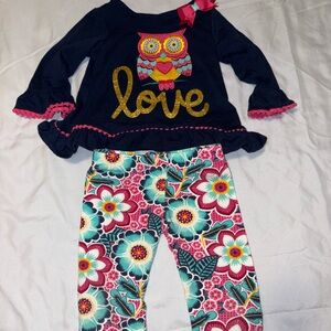 Rare Editions Navy and Pink Owl Pajama Set
